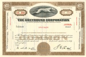 Greyhound Corporation - Specimen Stock Certificate